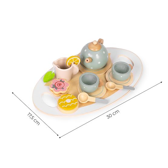Set da tè in legno con teiera e tazze 14 pezzi ECOTOYS