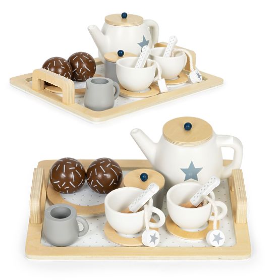Set da tè in legno con teiera e tazze 17 pezzi ECOTOYS