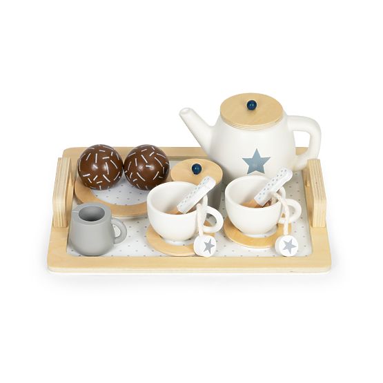 Set da tè in legno con teiera e tazze 17 pezzi ECOTOYS