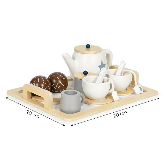 Set da tè in legno con teiera e tazze 17 pezzi ECOTOYS