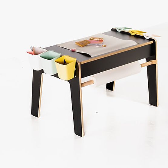 Set da tavolo e due sedie per bambini con accessori - nero