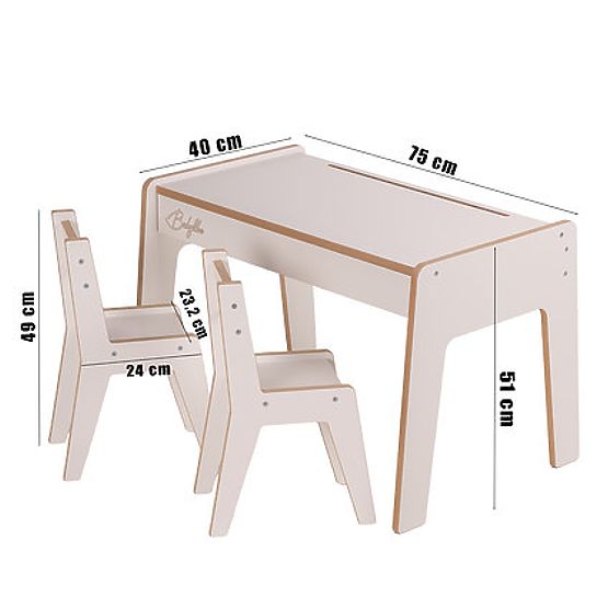 Set da tavolo e due sedie per bambini con accessori - rosa