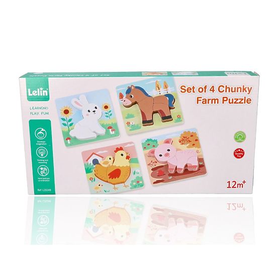 Set di 4 puzzle in legno Fattoria