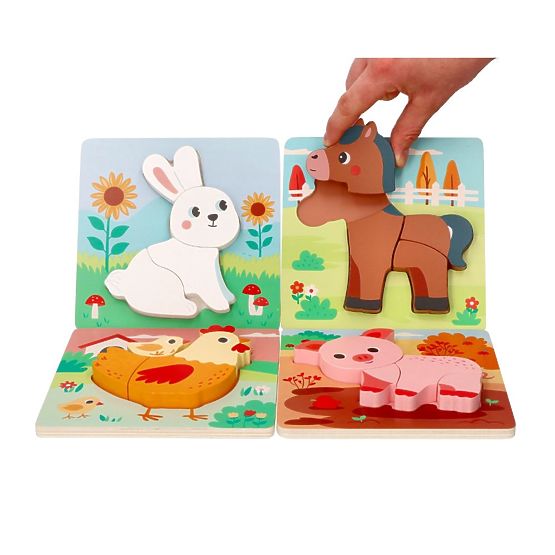 Set di 4 puzzle in legno Fattoria