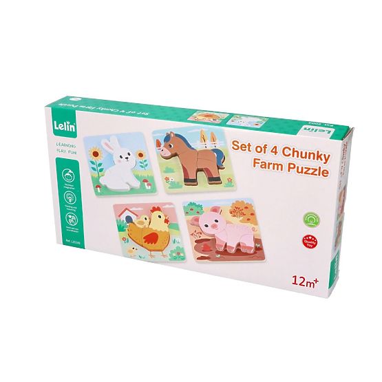 Set di 4 puzzle in legno Fattoria