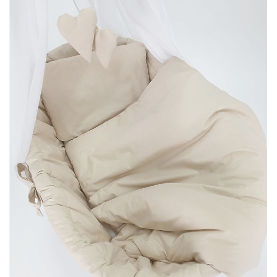 Set di biancheria in cotone per culla in vimini - beige