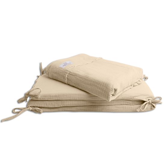 Set di biancheria da letto in mussola da 3 pezzi Heavens - Beige