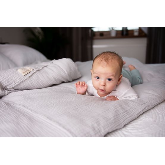 Set di biancheria da letto in mussola da 3 pezzi Heavens - Grigio chiaro
