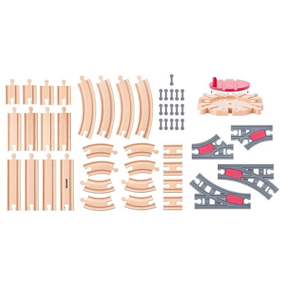 Set di binari con piattaforma girevole - set di 50 elementi