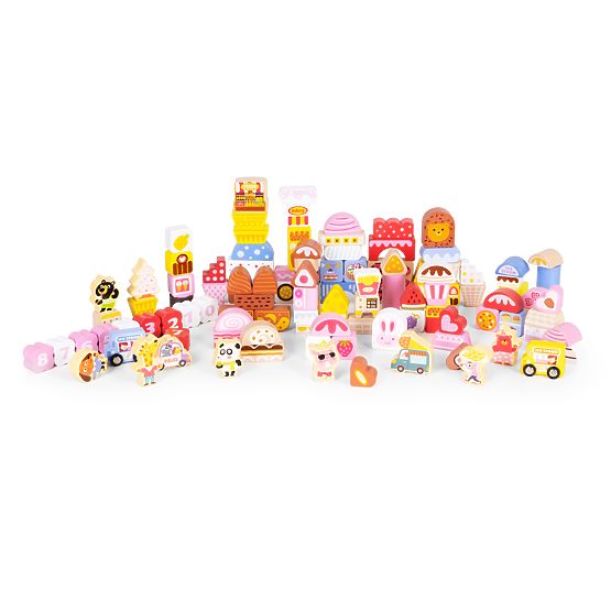 Set di blocchi educativi in legno - Città di Zucchero 116 pezzi ECOTOYS