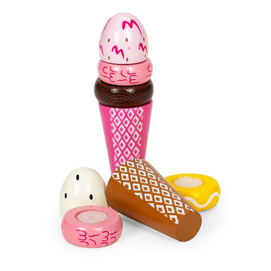 Set di gelati in legno con velcro per bambini 9 pezzi ECOTOYS