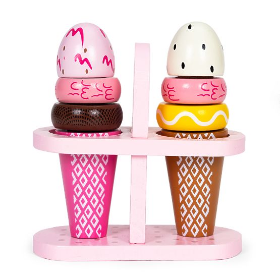 Set di gelati in legno con velcro per bambini 9 pezzi ECOTOYS
