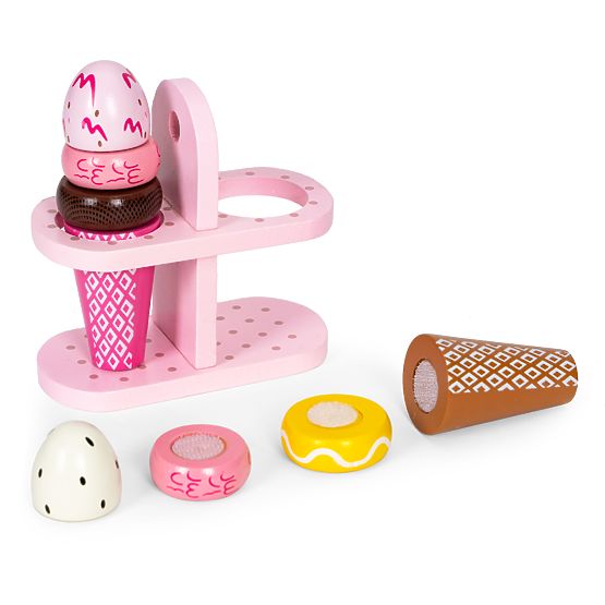 Set di gelati in legno con velcro per bambini 9 pezzi ECOTOYS