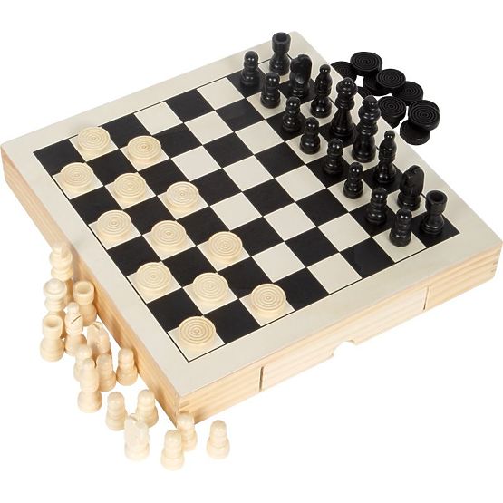 Set di giochi in legno 3 in 1 - Scacchi, Dama, Mulino