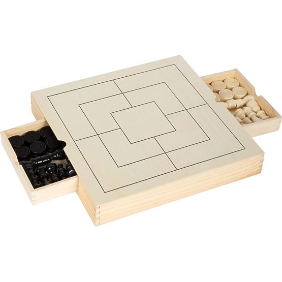 Set di giochi in legno 3 in 1 - Scacchi, Dama, Mulino
