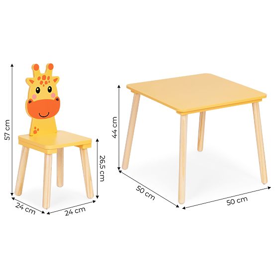 Set di mobili per bambini tavolo + 2 sedie giraffa ECOTOYS