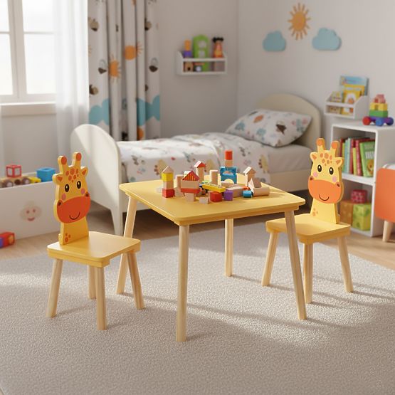 Set di mobili per bambini tavolo + 2 sedie giraffa ECOTOYS