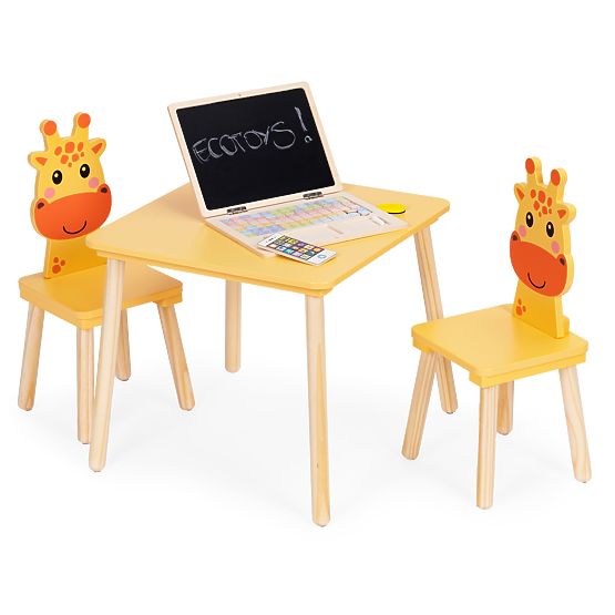 Set di mobili per bambini tavolo + 2 sedie giraffa ECOTOYS