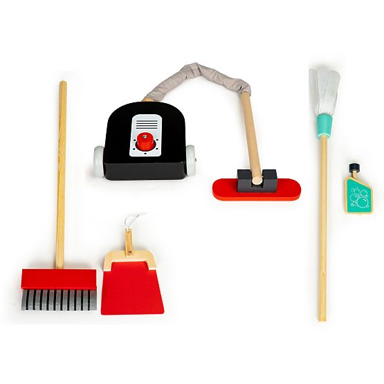 Set di Pulizia in Legno Carrello XXL Aspirapolvere ECOTOYS