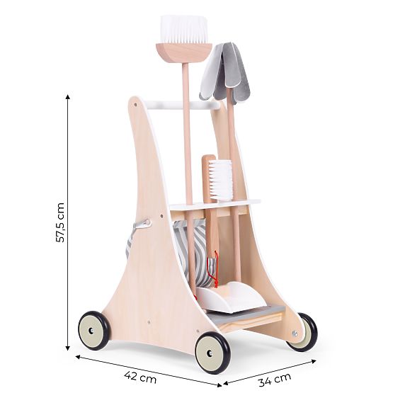 Set di pulizia in legno con carrello ECOTOYS