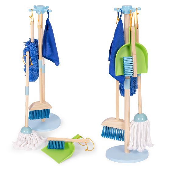 Set di pulizia in legno per bambini mop scopa con paletta 7 elementi ECOTOYS