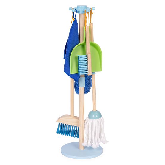 Set di pulizia in legno per bambini mop scopa con paletta 7 elementi ECOTOYS
