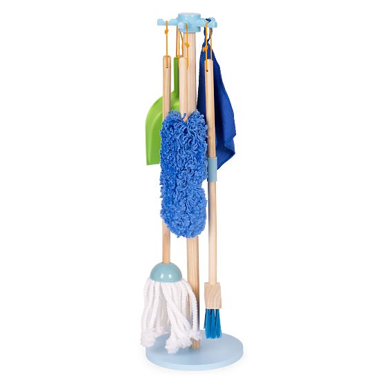Set di pulizia in legno per bambini mop scopa con paletta 7 elementi ECOTOYS