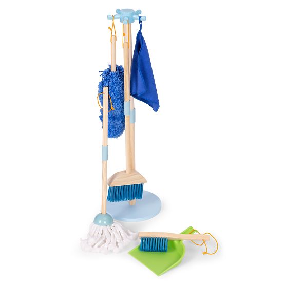 Set di pulizia in legno per bambini mop scopa con paletta 7 elementi ECOTOYS
