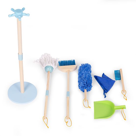 Set di pulizia in legno per bambini mop scopa con paletta 7 elementi ECOTOYS