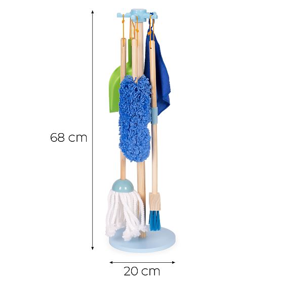 Set di pulizia in legno per bambini mop scopa con paletta 7 elementi ECOTOYS