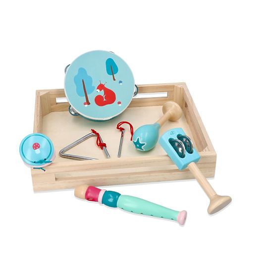 Set di strumenti musicali con uno scoiattolo