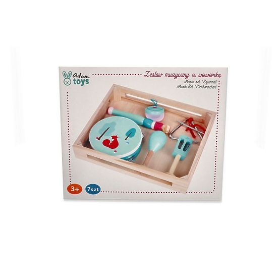 Set di strumenti musicali con uno scoiattolo