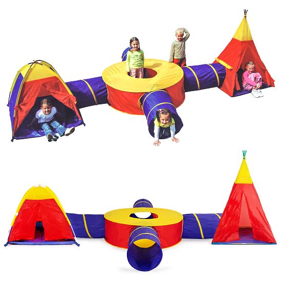 Set di tende per bambini 7 in 1 case + 4 tunnel
