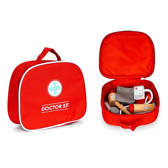 Set medico in legno borsa + 9 pezzi ECOTOYS