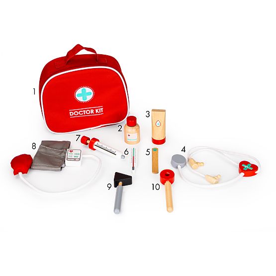 Set medico in legno borsa + 9 pezzi ECOTOYS