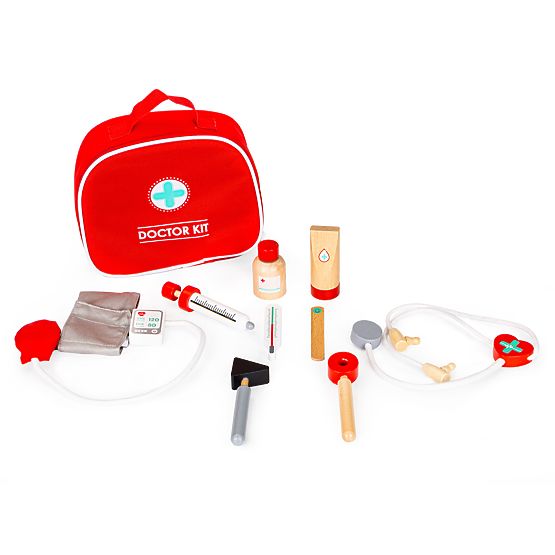 Set medico in legno borsa + 9 pezzi ECOTOYS
