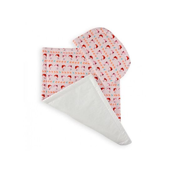 Set passeggino - rosa-bianco con motivo di uccelli