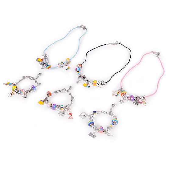 Set per creare braccialetti, collane, ciondoli, perline 66 elementi + organizer e borsa