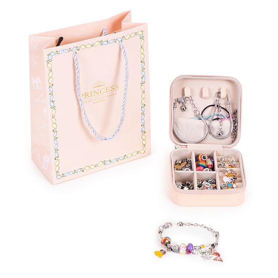 Set per creare braccialetti, collane, ciondoli, perline 66 elementi + organizer e borsa