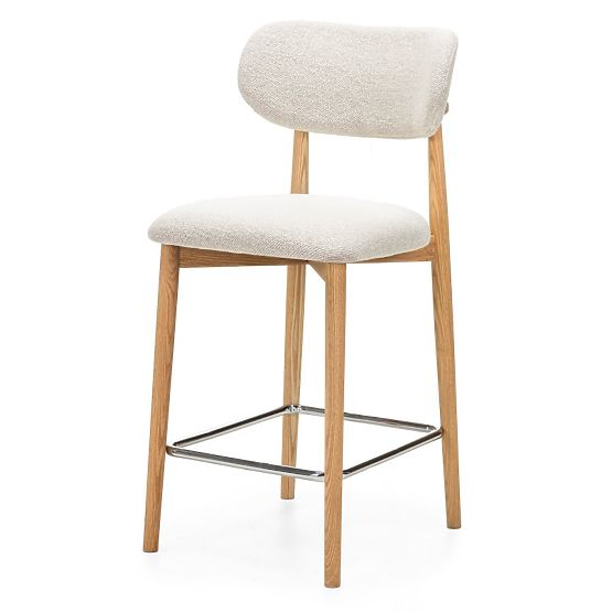 Sgabello da bar Amalfi, crema, rovere
