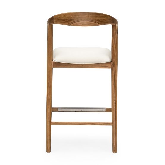 Sgabello da bar in legno Ludvika 2.0, arrotondato, naturale/crema