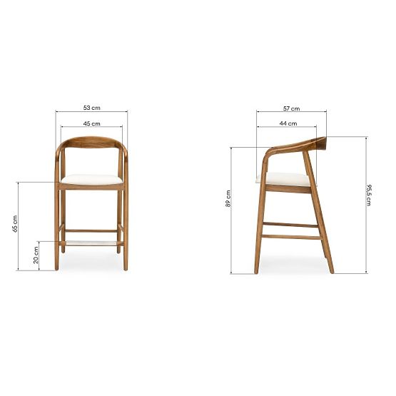 Sgabello da bar in legno Ludvika 2.0, arrotondato, naturale/crema