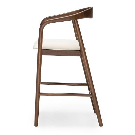 Sgabello da bar in legno Ludvika 2.0, arrotondato, noce/crema