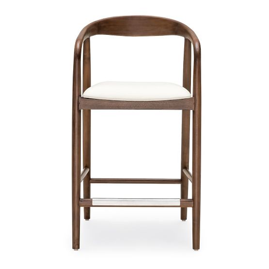 Sgabello da bar in legno Ludvika 2.0, arrotondato, noce/crema