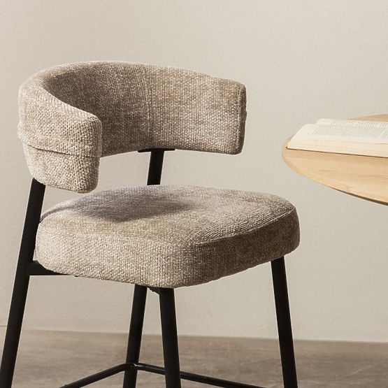 Sgabello da bar Rosario beige/gambe nere