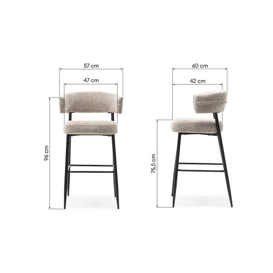 Sgabello da bar Rosario beige/gambe nere