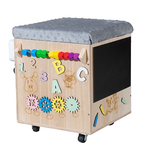 Sgabello Attività Montessori in Legno - Naturale / Grigio