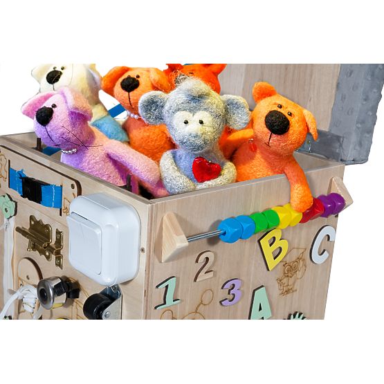 Sgabello Attività Montessori in Legno - Naturale / Grigio