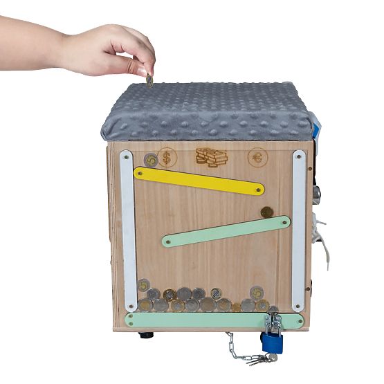 Sgabello Attività Montessori in Legno - Naturale / Grigio