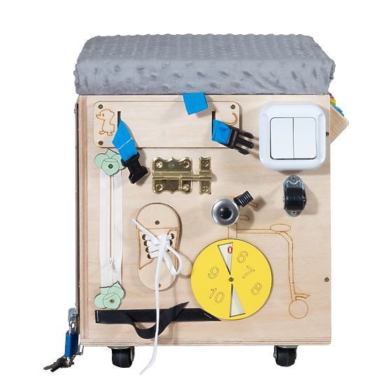 Sgabello Attività Montessori in Legno - Naturale / Grigio